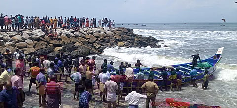The boat met with the accident while they were returning after fishing (Photo | Special arrangement)