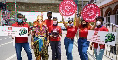 The campaign was centered around alerting helmetless riders about road safety. (Photo | EPS)