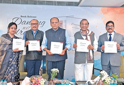 AP Chief Secretary Aditya Nath Das (second from left) with his TS counterpart Somesh Kumar at Taj Deccan on Sunday.