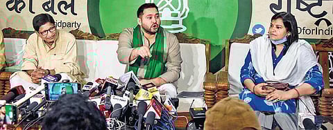 RJD leader Tejashwi Yadav sought resignation of Bihar CM in Patna Thursday | Pti