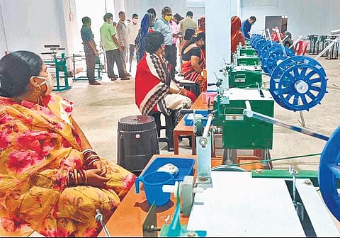 The silk yarn production centre at Choudwar in Cuttack. (Photo| EPS)