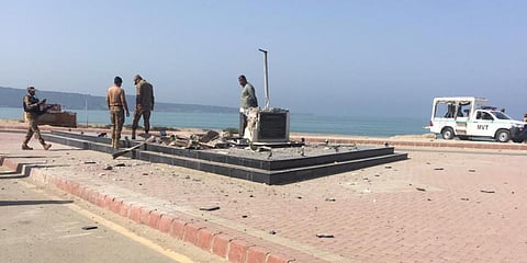 The destroyed statue of Pakistan's founder Mohammad Ali Jinnah in Balochistan. (Photo| Twitter)