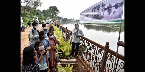 Residents participate in the Musi River Front Walk, organised by the Forum for Better Hyderabad, in Hyderabad. (Photo | S Senbagapandiyan, EPS)