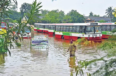 A boulder rolled down from the hillocks at Chitti Nagar in Vijayawada on Monday | P Ravindra Babu