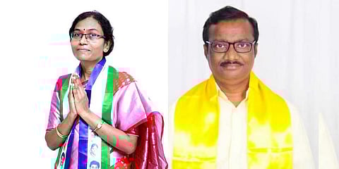 YSRCS's Dr Dasari Sudha (L) and TDP's Dr Obulapuram Rajasekhar (R).