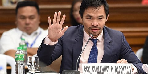 Philippine boxing icon and senator Manny Pacquiao during a senate hearing in Manila. (File Photo | AFP)