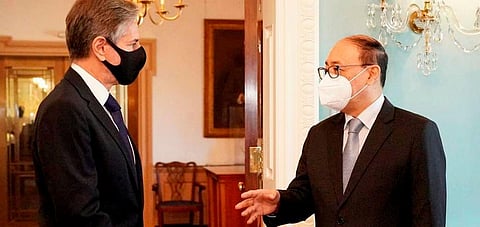 Foreign Secretary Harsh Shringla with the US Secretary of State Antony Blinken.