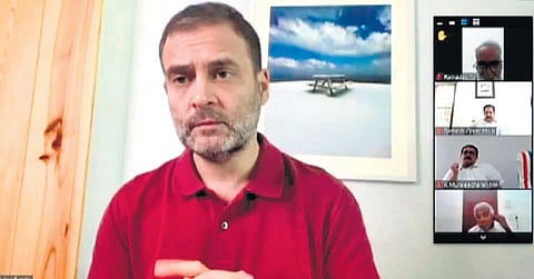 Congress former president and MP Rahul Gandhi Inaugurating the Kannur District Congress Committee office online on Thursday