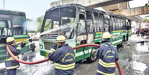 Fire and rescue personnel doused fire after an hour-long effort | P Jawahar