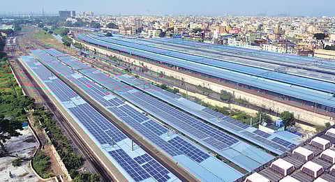 Rooftops of Chennai’s MGR Central station’s buildings have been powered with 1.5 MW capacity solar panels to fulfill requirements during daytime | martin louis