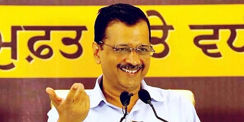 Delhi CM and national convener of the Aam Aadmi Party (AAP) Arvind Kejriwal addresses a press conference, in Ludhiana, Thursday, Sept 30, 2021. (Photo | PTI)