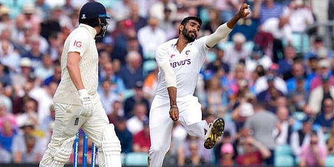 England's Jonny Bairstow looks on as India's Jasprit Bumrah bowls. (Photo | AP)