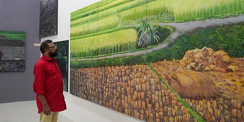 N Balamurali Krishnan at the 'Lokame Tharavadu' exhibition. (Photo| EPS)