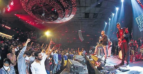 After a long wait of exactly 544 days, Kerala-based multi-genre band Thaikkudam Bridge recently performed at Hyderabad’s Prism Club