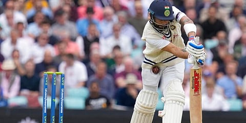 India's Virat Kohli is hit by a ball at the Oval. (Photo | AP)
