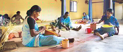 Women working on kattan.