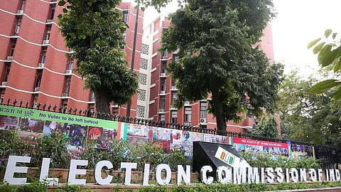 A view of the the Election Commission of India office located at the Nirvachan Sadan
in New Delhi.