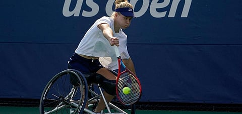 Diede De Groot, practices at the Bille Jean King National Tennis Center during the US Open tennis championships, Wednesday, Sept. 8, 2021, in New York. (Photo | AP)