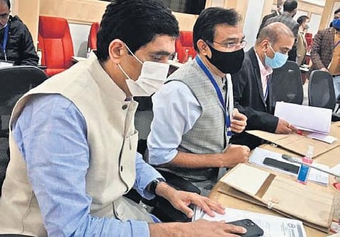 Buggana Rajendranath during GST meeting held in New Delhi on Friday, Dec 31, 2021. (Photo | Express)