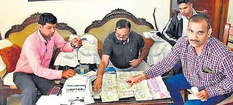 File photo of Vigilance raid at Samal’s house in Bhubaneswar