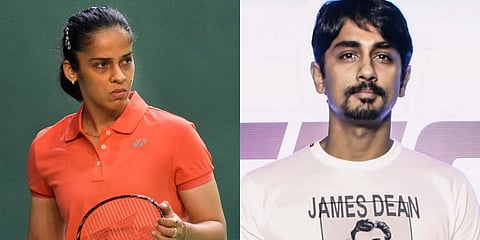 Actor Siddharth has issued an apology to Saina Nehwal over his 'inappropriate' tweet. (Photos | PTI, EPS)