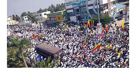 KPCC Padayatra for Mekedatu water project led by KPCC President DK Shivakumar on Tuesday.