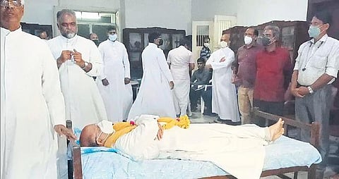 Fr Babu Kalathil on hunger strike at Ernakulam Bishops’ House on Wednesday