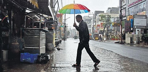 Rain lashes Vijayawada on the morning of Jan 13, 2022. (Photo| EPS, P Ravindra Babu/ Prasant Madugula)
