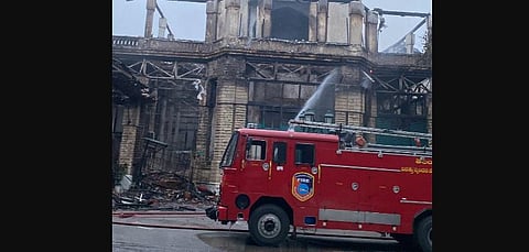 The Secunderabad Club building gutted in a massive fire. (Photo | Express)