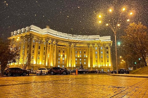 Building of Ukrainian Foreign Ministry in Kyiv, Ukraine. Ukrainian officials and media reports say a number of government websites in Ukraine are down after a massive hacking attack. (Photo | AP)