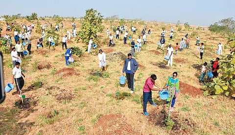 Mahesh Chand Jain carries out his mission to plant saplings wherever he is posted and also encourages others to do so | EXPRESS