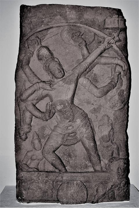 Tripurari Siva from Pattadakal, now in the Badami ASI Museum (Chalukya, early 8th century CE)