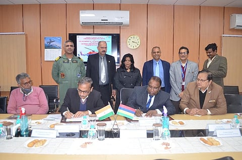 HAL signed a contract with Mauritius for export of one Advanced Light Helicopter. (Photo |Twitter @HALHQBLR)