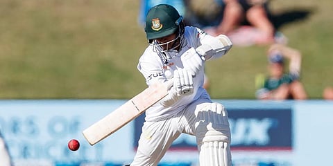 Mahmudul Hasan Joy plays on day two of the first Test between Bangladesh and New Zealand at Bay Oval in Mount Maunganui, New Zealand. (Photo | AP)
