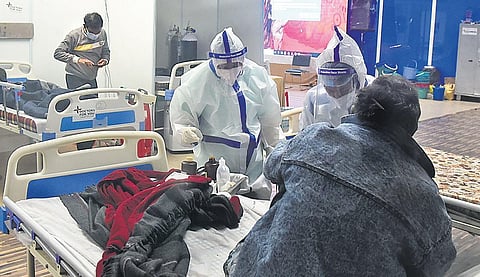 A patient being treated at the CWG village care centre on Wednesday | Parveen negi