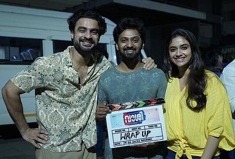 Tovino Thomas, Vishnu G Raghav and Keerthy Suresh wraps Vaashi. (Photo | Twitter)