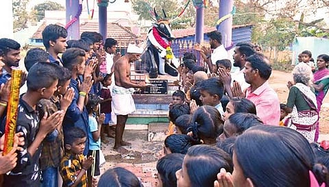 Sivalpatti villagers worshipping Karuppu