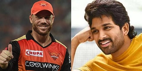(L-R) Australian cricketer David Warner and Telugu actor Allu Arjun.