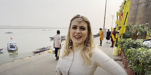 A still from Giulia Raffaello's Varanasi vlog. (Photo | YouTube screengrab)
