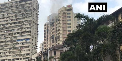 A major fire broke out on the 18th floor of a residential building in Tardeo area of central Mumbai. (Photo | ANI)