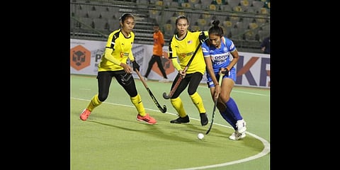 India vs Malaysia match at Women's Asia Cup.(Photo | Twitter, @TheHockeyIndia)
