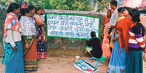 Snapshots of activities of the JSLPS. The Garima Project conducts nukkad nataks and coins anti-witchcraft slogans to end superstition and belief in the dark arts