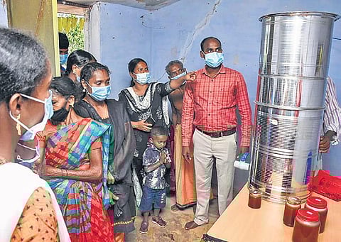 Tribal women during an exhibition of their products. (Photo| EPS)