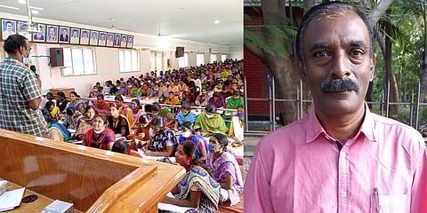 K Ganesh teaching hundreds of students in one of his counselling sessions | Express