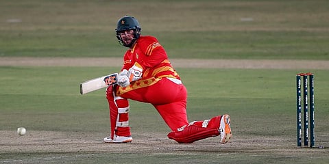 FILE - Zimbabwe's batter Brendan Taylor plays a shot for boundary during the 1st ODI match against Pakistan at the Pindi Cricket Stadium, in Rawalpindi, Pakistan, on Oct. 30, 2020. (Photo | AP)