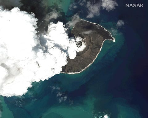 Tsunami at Kingdom of Tonga satellite image( Photo | AP)