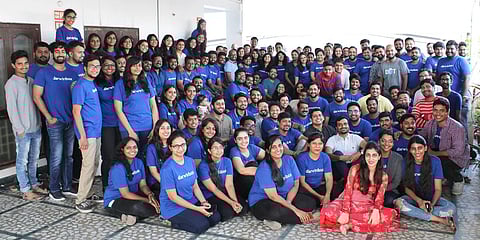 Darwinbox staff pose for a group photo. (Photo| Special Arrangement)