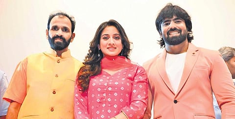 Raghavendra Rajkumar, Harshika Poonacha and Prathap Simha.