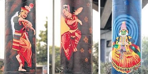 Delhi Metro pillars in Najafgarh Zone.