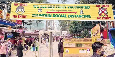 Posters across Delhi spread awareness about COVID norms. (Photo | Priyanshi Sharma, EPS)